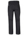 Black stretch canvas trousers with a fitted design and rear pockets. Features a logo on the waistband.