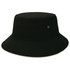 A black bucket hat with a wide brim and eyelet details, featuring a contrasting inner band.
