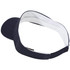 A navy blue visor with a white interior and a curved brim, featuring a logo on the side.