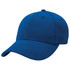 A heavy brushed cotton cap in a vibrant blue colour, featuring a curved peak and a logo.