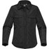 A black women's Diamondback jacket featuring a quilted design, button-up front, and two chest pockets.