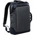 A sleek grey laptop backpack featuring multiple zippered compartments and a padded back panel. It has a logo on the front.