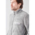 A grey men's Bergen Sherpa fleece jacket with a zip front and a chest pocket, featuring a logo.