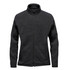 A women's polar fleece jacket featuring a full zip design in dark grey, with side pockets and a branded logo.