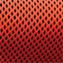 A close-up of a textured mesh fabric in vibrant orange, showcasing a diamond lattice pattern against a black background.