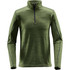 A green men's base thermal 1/4 zip jumper with a textured pattern and zippered collar, featuring contrasting stitching.