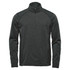 A green men's 1/4 zip pullover jumper with long sleeves and a high collar, featuring a logo on the chest.