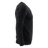 A black men's v-neck sweater, featuring a fitted design and long sleeves. The product has a branding logo.