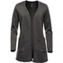 A women's open cardigan in dark green with a quilted texture and two front pockets. Features a simple design and no fastenings.