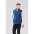 Men's Novarra Vest in blue, featuring a zip front and a logo, worn over a white long-sleeve shirt.