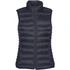 A women's thermal vest in dark navy, featuring a high collar and zippered front, with two side pockets.