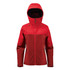A red Women's Vertex Stormshell jacket featuring a hood and zip closure, with a two-tone design.