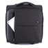 A dark grey wheeled bag with a front pocket, featuring a rounded handle and a logo.