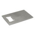 A drink bottle opener with a sleek, silver metallic finish and a rectangular shape, featuring a cut-out handle.