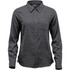 A Women's long-sleeve button-up shirt in grey with a pointed collar, featuring a chest pocket and a logo.