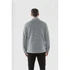 A unisex fleece shacket in grey, featuring a collared design and long sleeves, viewed from the back.