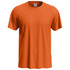 An orange men's classic T-shirt with a round neck and short sleeves. It features a small logo on the label.