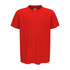 A red classic crew neck t-shirt for kids, featuring short sleeves and a woven label inside the neckline.