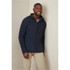 A dark navy men's active fleece jacket with a zip front, featuring a stand-up collar and a fitted design.