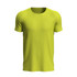 A vibrant lime green men's active sports t-shirt with short sleeves and a round neckline, featuring a logo.