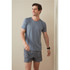 A men's active team raglan t-shirt in grey, paired with dark shorts. The shirt features a crew neck and short sleeves.