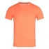 An orange crew neck t-shirt with short sleeves and a simple design. It features a subtle logo.