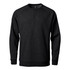 A black men's henley sweatshirt with a crew neck and button detail, featuring long raglan sleeves and a logo.