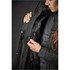 A women's Montauk System Jacket in dark green, featuring a zippered inner pocket and a stylish, lined interior.