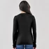 A black long-sleeve crew neck shirt displayed from the back, featuring a fitted design.