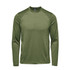 A long-sleeve crew neck shirt in olive green, featuring a logo. Designed for casual wear.