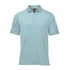 A light blue men's polo shirt with a collar and a logo on the chest.