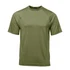 A green men's t-shirt featuring short sleeves and a logo on the front, designed for comfort.