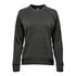 A women's crew neck jumper in dark grey fleece, featuring a simple design and a small logo.