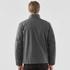 A men's thermal jacket in dark grey, featuring a classic collar and a back view. It includes a logo.