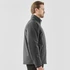 A grey Men's Athabasca Thermal Jacket displayed on a male model, featuring a collar and a logo.