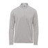 A light grey men's pullover featuring a 1/4 zip and long sleeves, with a small logo on the side.