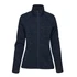 A women's full zip fleece jacket in dark navy with a sleek design and a fitted silhouette. Features a logo.