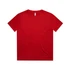 A red kids' T-shirt with a round neckline and short sleeves. It has a simple design and includes a logo.