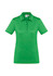 A women's polo shirt in a vibrant green shade with short sleeves and a button placket. Features a logo.