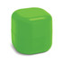 A green, square-shaped lip balm container with a glossy finish and a simple design. It features a logo.