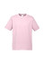 A pink short sleeve tee made from soft fabric, featuring a round neckline and an unembellished design.