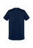 Navy blue men's short sleeve tee featuring a simple design and a logo. Back view shows smooth fabric texture.