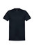 A black short sleeve men's t-shirt featuring a crew neck and a logo on the inside collar.