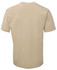 A beige T-shirt with short sleeves and a plain back, featuring a small logo.