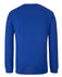 A long-sleeve T-shirt in a vibrant blue colour with a plain back and a branding logo.