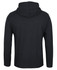 A black long-sleeve hooded tee with a back view, featuring a hood and a simple design.