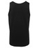 A black singlet featuring a plain design and a back view. It includes a logo tag at the neckline.