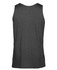 A grey singlet with a plain back and a branding logo at the neckline.