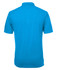 A bright blue polo shirt featuring a collar and short sleeves, with a plain back and a small logo at the neck.