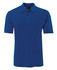 A polo shirt in a vibrant blue colour featuring a classic collar and three-button placket. It has a logo.